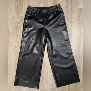 H&M faux leather black wide leg pants